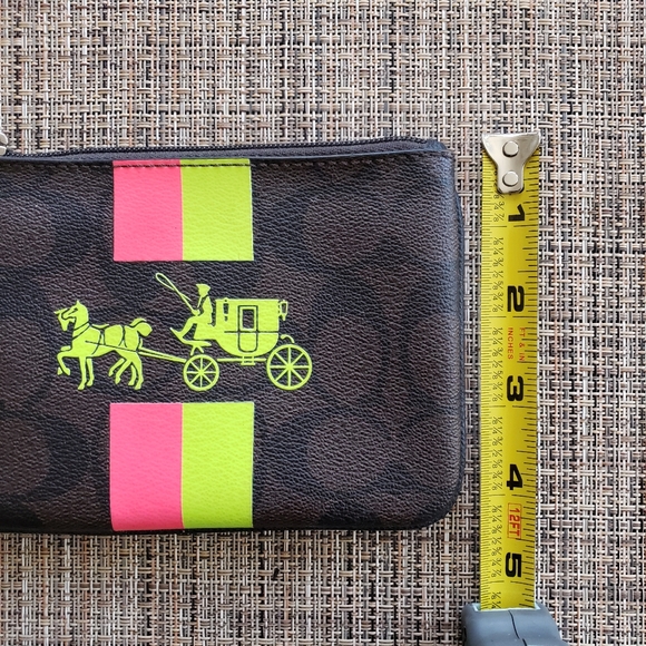 Coach Signature Neon Horse & Carriage Brown Wristlet Without the Wristlet strap - Picture 3 of 6